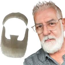 Barba falsa realista 100% cabelo humano mão cheia amarrada cabelo facial  preto cavanhaque barbas falsas renda invisível falso rosto bigode
