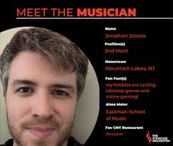 Welcome back to Meet The Musician Monday! Today, let us introduce you to  our Second Horn, Jonathan Dozois. We are so thankful to be working with  him! Check back next Monday to