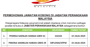 Jawatan kosong sprm yang dibuka: Permohonan Jawatan Kosong Di Jabatan Perangkaan Malaysia Dibuka 2019