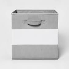 Knodd bin with lid, gray, height: 13 Fabric Stripe Storage Bin Gray Pillowfort Target