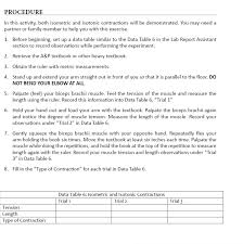 solved fill in chart for isometric and isotonic contracti