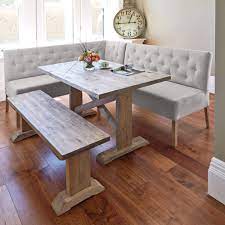 Each bench comes with the stylistic elements you want for your dining room, kitchen, or breakfast room whether it's transitional or rustic styles. Alina Reclaimed Wood Dining Table With Right Hand Corner Small Bench