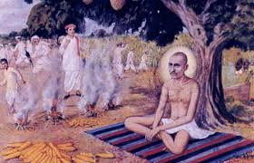 Searching rice particles on the patrawalis. Shri Sadguru Gajanan Maharaj Sevashram Indore