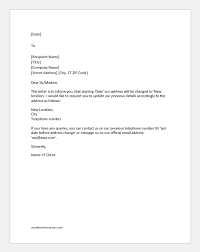 I request you to kindly address all your further you can easily write a letter to a supplier informing them of a change of contact person(s) by simply making sure to address the. Address Change Notification Letter Ms Word Word Excel Templates