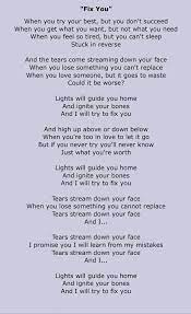 Fix You Coldplay Song Words Music Lyrics Song Quotes