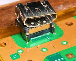 PlayStation 5 HDMI port motherboard, generata con l'AI