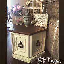 End Table Or Nightstand Refinished Antique Hexagon Table In Cream Chalkpaint With An Espresso Top Fol Upcycled Furniture Diy Diy Furniture Flipping Furniture