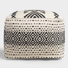 Hand threaded work pouf cover only. Black And White Kilim Indoor Outdoor Pouf World Market