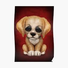 Crochet golden retriever, baby rattle dog labrador retriever as best expecting mom gift, baby rattle toy, wood ring rattle. Cute Golden Retriever Puppy Dog On Teal Blue Poster By Jeffbartels Redbubble