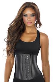 Ann Chery 2038 Black 2 Row Metallic Waist Trainer