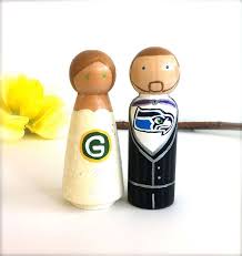 Black And Tan Green Bay Closing Seattle Seahawks And Green Bay Packers Wooden Wedding Cake Toppers Custom Topper Green Bay Packers Green Bay Packers Football