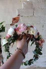 The Lina Crown Ranunculus Astilbe And Micro Eucalyptus Flower Crown Www Thecrowncollective C Flower Crown Wedding Wedding Hair Flower Crown Flower Crown