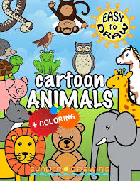Animal drawing images with colour. Easy To Draw Cartoon Animals Draw Color 26 Cute Animals Drawing Coloring Books Volume 4 Drawing Sunlife 9781546420903 Amazon Com Books