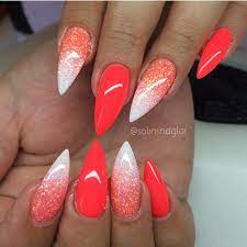 Nails By Solinsnaglar On Instagram Neon Acrylic Nails Red Nails Stiletto Nails Designs