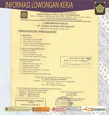 Gaji umr salatiga & gaji umk salatiga tahun 2021. Disnakertrans Lowongan Operator Produksi Pt Sung Chang Indonesia