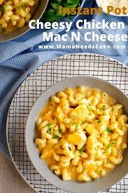 Kid Friendly Cheesy Mac N Cheese Made With Cubed Chicken Breasts And Cavatappi Pasta In The Instant Pot In Le Yummy Pasta Recipes Recipes Cheesy Mac And Cheese