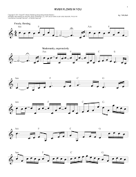 Music notes for sheet music by yiruma, : River Flows In You Sheet Music Yiruma Lead Sheet Fake Book