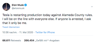View the twitter analytics of elon musk (@elonmusk) on socialtracker, a free tool for social media performance monitoring. Tesla Elon Musk Treibt Es Auf Die Spitze Wird Er Bald In Handschellen Abgefuhrt Onvista