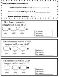 Consecutive Integer Problems Foldable Integer Problems Teaching Mathematics Basic Algebra