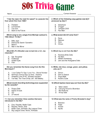 A team of editors takes feedback from our visitors to keep trivia as up to date and as accurate as possible. 8 Best 80s Movie Trivia Printable Printablee Com