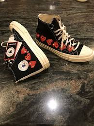 Black And White Chucks With Red Heart Converse Comme Des Garcons Rate Black 2018 Chuck Taylor Multi Heart Size 10 Men Chuck Taylor Shoes Sneaker Heels Cute Shoes