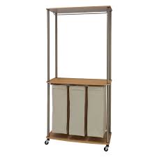 Household Essentials Rolling Laundry Sorter Center With Hanging Rod Natural Light Ash With Images Laundry Center Laundry Sorter