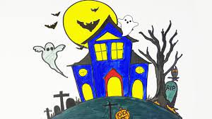Use our special 'click to print' button to send only the image to your printer. Halloween Special Drawing A Haunted House How To Draw A Haunted House Easy Step By Step And Color Youtube