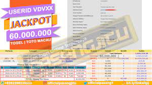 Bukti Jacpot Toto Macau Kasino Tanggal Hadiah