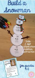 Fun Craftivity Build A Snowman And Practice Math Skills 2 Digit Multiplication Addition And Subtraction Great For B Winter Math Math Crafts 4th Grade Math