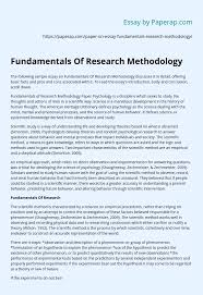 Get research methodology assignment samples written by expert writers. Fundamentals Of Research Methodology Essay Example