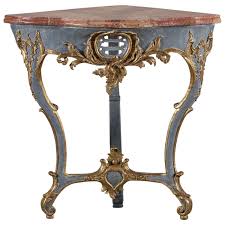 Antique Austrian Painted Gilded Corner Console Table Circa 1750 1stdibs Com Console Table Antiques Vintage Table