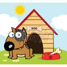 Dog outside illustrations & vectors. 12820 Rf Clipart Illustration Smiling Brown Bull Terrier With A Bone In His Dish Outside His Dog House Clipart Commercial Use Gif Jpg Png Eps Svg Ai Pdf Clipart 385073 Graphics Factory