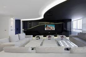 Apartment Black And White Theme House Big Apartment In Futuristic Black And White Color Theme By A Cero Home Building Furniture And Interior Desig Duplex Design Futuristic Interior House Design