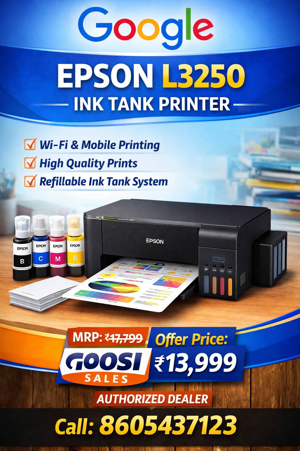 Epson L3250 All-in-One Ink Tank Printer – Smart & Cost-Effective Printing product image