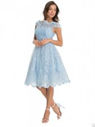 Light Sky Blue Lace Cap Sleeve A Line Tea Length Bridesmaid Dress Lacerusticbridesmaiddr Knee Length Bridesmaid Dresses Cocktail Dresses Uk Bridesmade Dresses
