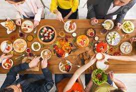 You want to be free and easy when set up a dinner party timeline for starting each task by estimating how long each dish will take to prepare and planning backwards from the time your. Friends Dinner Table Top View People Eat Healthy Food Together Home Party Stock Photo Picture And Royalty Free Image Image 81478337