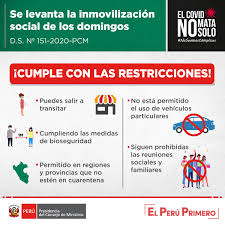 Hostelería, toque de queda, confinamiento perimetral. Atencion Desde Manana Se Levanta La Presidencia Del Consejo De Ministros Del Peru Facebook