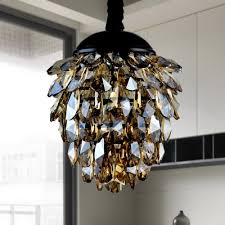 Crystal Pinecone Chandelier Pendant Light Contemporary 2 Lights Ceiling Lamp In Gold Black Beautifulhalo Com