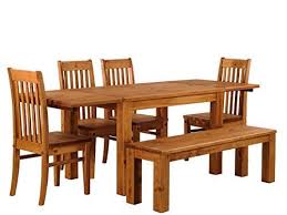 B R A S I L Mobel Brazilfurniture Dining Table Set For Six Rio Pine With Bench And 4x Chair Honey Solid Wood 2x Extens Dining Table Setting Table Bar Table