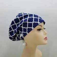 Women's Surgical Scrub Hats, or Scrub Caps-diamond Navy Blue- Cotton 100%