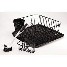 Rubbermaid dish rack 6055, large white plastic, wavy sides. Rubbermaid Antimicrobial Sink Dish Rack Drainer Set Black 4 Piece Set Ebay