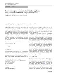 1) variables and 2) constants. Pdf A Novel Concept Of A Wearable Information Appliance Using Context Based Human Computer Interaction