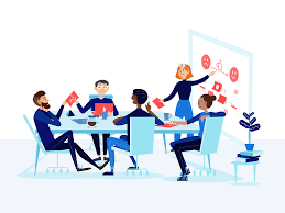 team brainstorming what is graphic design business illustration character design