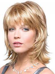 Medium bob haircut with blunt bangs /via. 28 Super Cool Medium Shag Haircuts We Know You Ll Love Medium Layered Hair Medium Hair Styles Medium Shag Haircuts