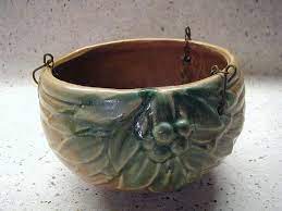 vintage mccoy planter pot berries and leaves hanging basket etsy collectible pottery fake vine plants