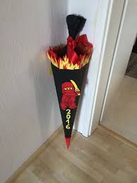 Ninjago Schultute Selbst Gebastelt Zuckertute Einschulung Rot Kai Schultute Basteln Schultute Ninjago Schultute