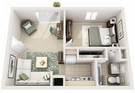 1 Bedroom Junior 3d Plan Departamentomoderno Desain Rumah Denah Desain Rumah Denah Rumah