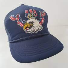Vintage Usa Olympic Trucker Hat Drew Pearson Eagle Flag Olympics Mesh Cap Vintage Usa Usa Olympics Trucker Hat