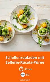 Schollenrouladen Mit Sellerie Rucola Puree Rezept Kalorienarmes Essen Gesunde Rezepte Essen