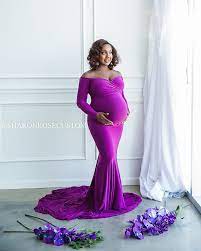Sharonrosecouture Purple Maternity Dress Long Sleeve Maternity Dress Maternity Long Dress